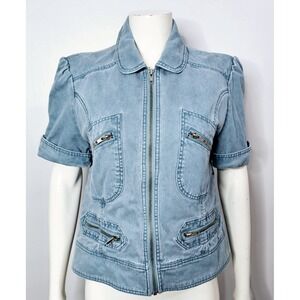 Marc Jacobs Denim Jacket Teal Blue Distressed